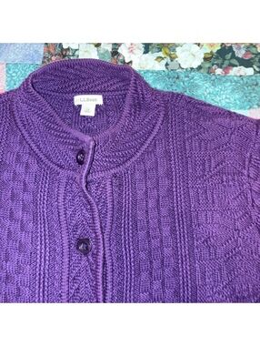 L.L.Bean Woman’s 2X Purple Knit Button Front Cardigan Sweater 2X Purple